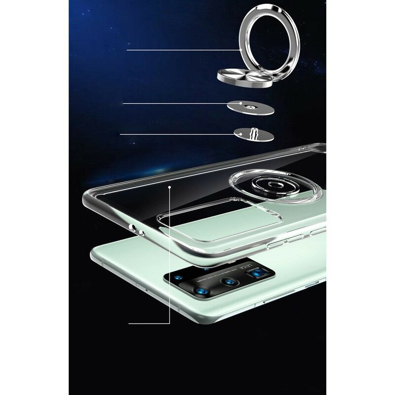 Hoesje voor Huawei P40 Pro Siliconen Metalen Roterende Ring