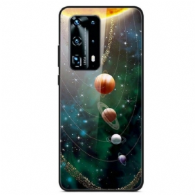 Telefoonhoesje voor Huawei P40 Pro Zonnestelsel Planeet Gehard Glas