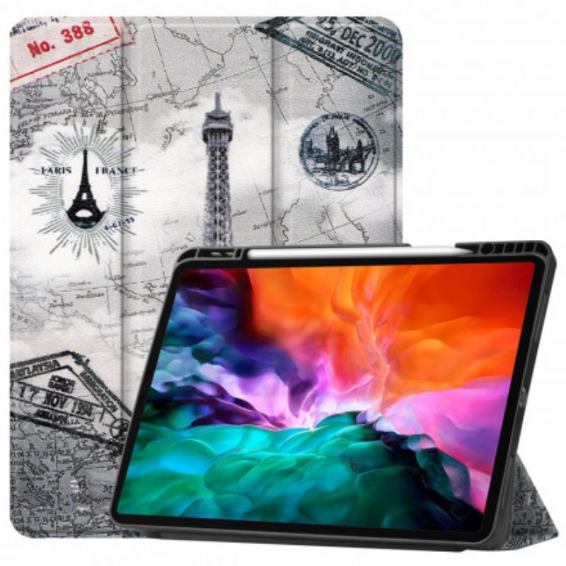 Bescherming Hoesje voor iPad Pro 12.9" (2021) Stylushouder Eiffeltoren