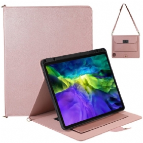 Folio-hoesje voor iPad Pro 12.9" (2021) Rfid-schouderriem Met Leereffect