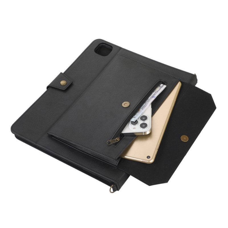 Folio-hoesje voor iPad Pro 12.9" (2021) Rfid-schouderriem Met Leereffect