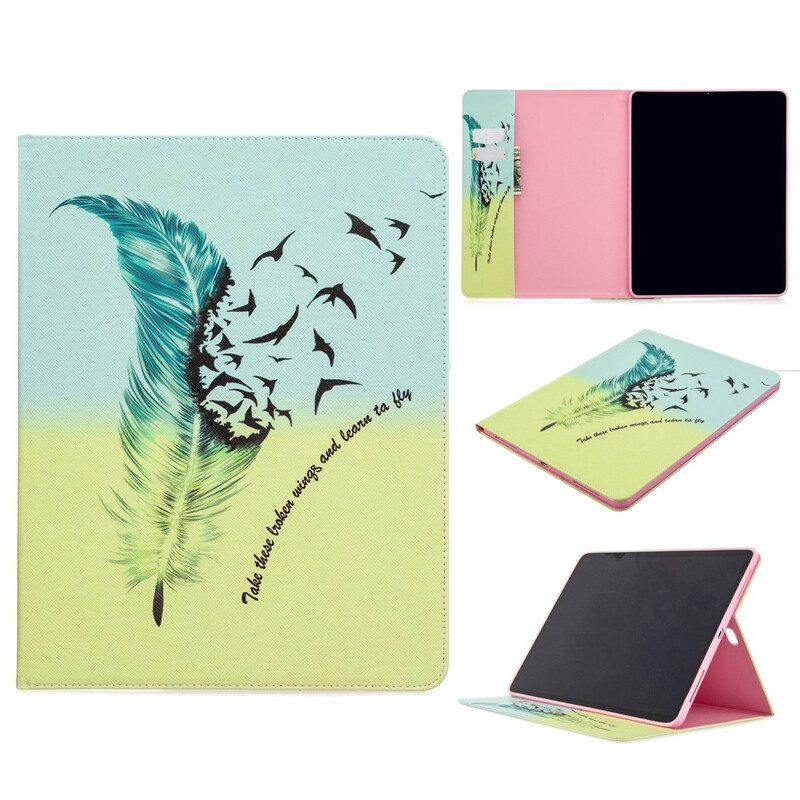 Leren Hoesje voor iPad Pro 12.9" (2021) Veren Printpatroon