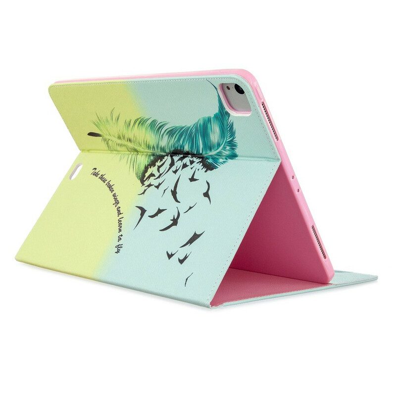 Leren Hoesje voor iPad Pro 12.9" (2021) Veren Printpatroon