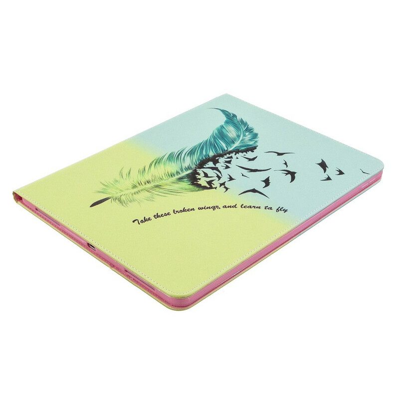 Leren Hoesje voor iPad Pro 12.9" (2021) Veren Printpatroon