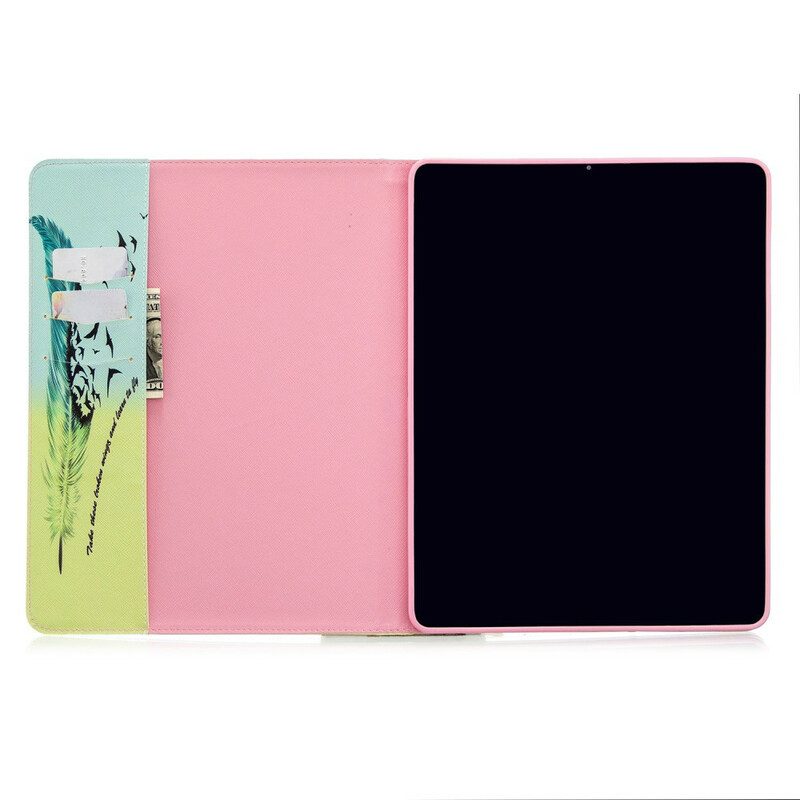 Leren Hoesje voor iPad Pro 12.9" (2021) Veren Printpatroon