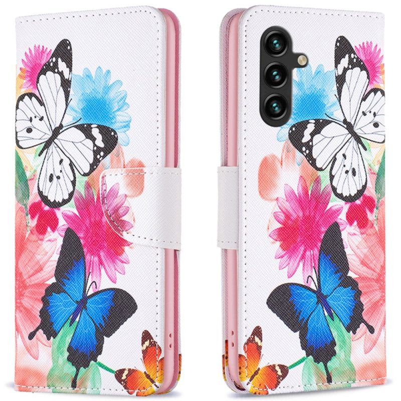 Bescherming Hoesje Samsung Galaxy A16 5g Twee Aquarelvlinders