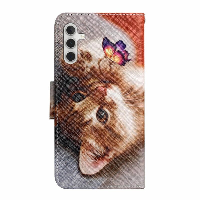 Bescherming Hoesje Samsung Galaxy A16 5g Vlinder- En Kattenpatroon