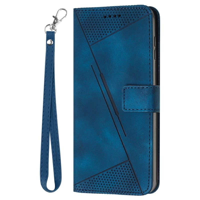 Flip Case Leren Samsung Galaxy A16 5g Driehoekig Bandpatroon