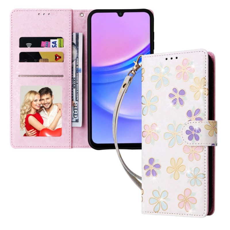 Flip Case Leren Samsung Galaxy A16 5g Fleurette Rfid-blokkering