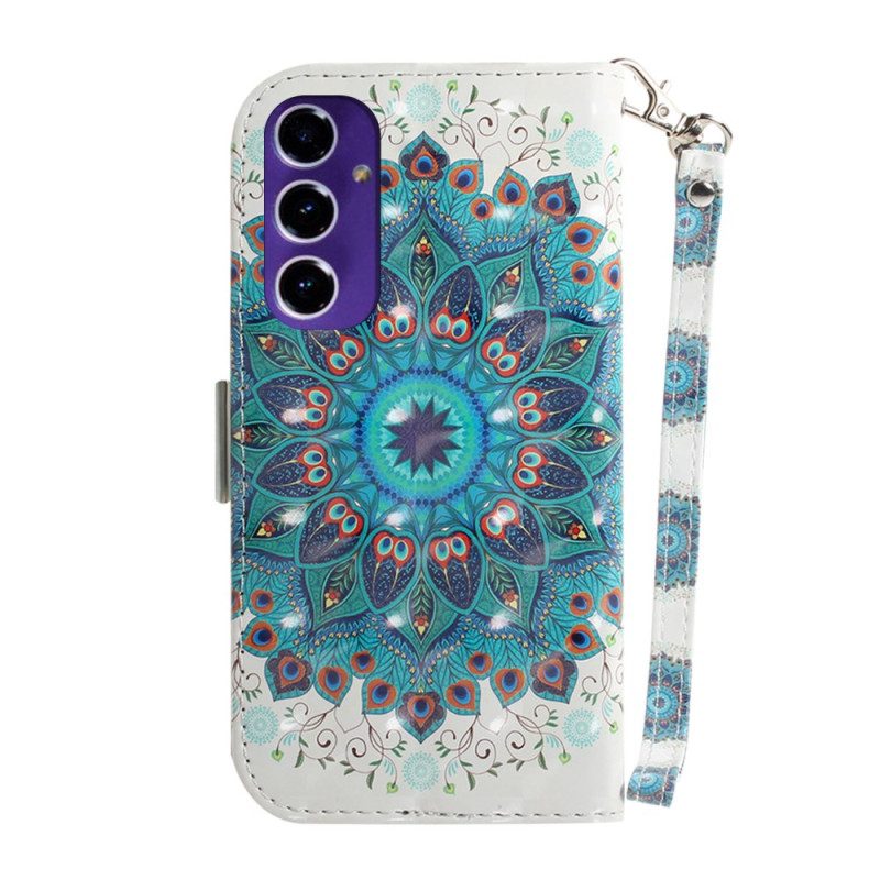 Flip Case Leren Samsung Galaxy A16 5g Groene Mandala Met Bandje