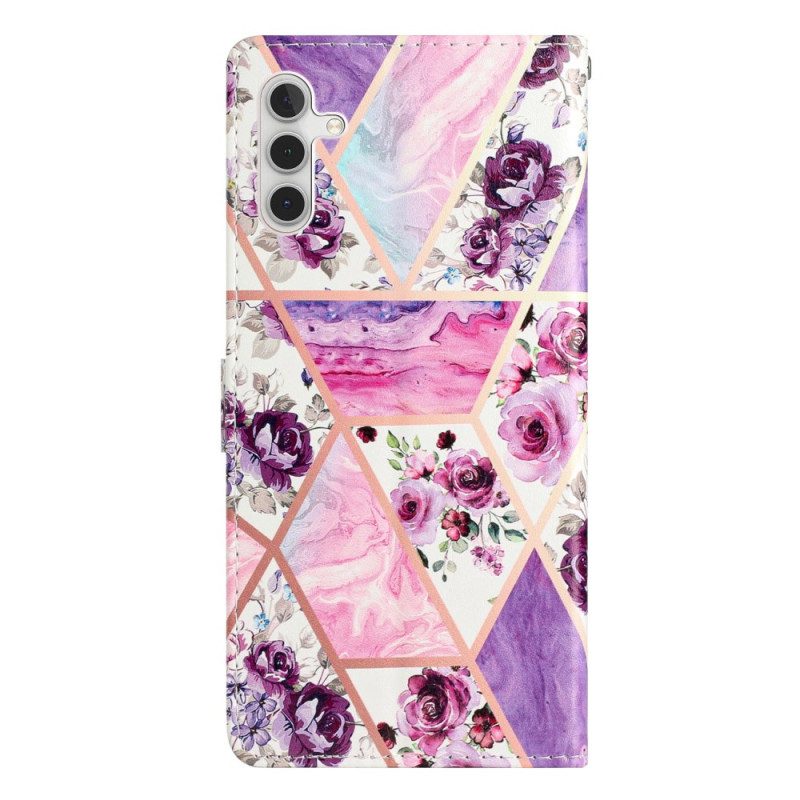 Flip Case Leren Samsung Galaxy A16 5g Paars Bloemmotief