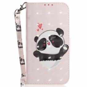 Flip Case Leren Samsung Galaxy A16 5g Panda Love Met Riempje