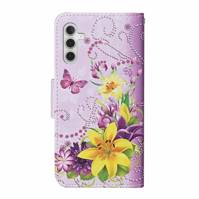 Folio-hoesje Samsung Galaxy A16 5g Gele Bloemen