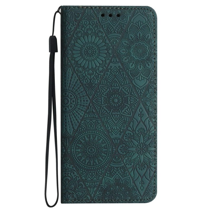 Folio-hoesje Samsung Galaxy A16 5g Telefoonhoesje Bloemmotief En Riem