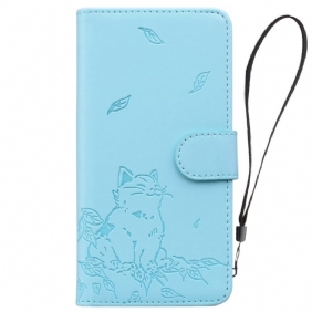 Folio-hoesje Samsung Galaxy A16 5g Telefoonhoesje Kattenopdruk Met Riem