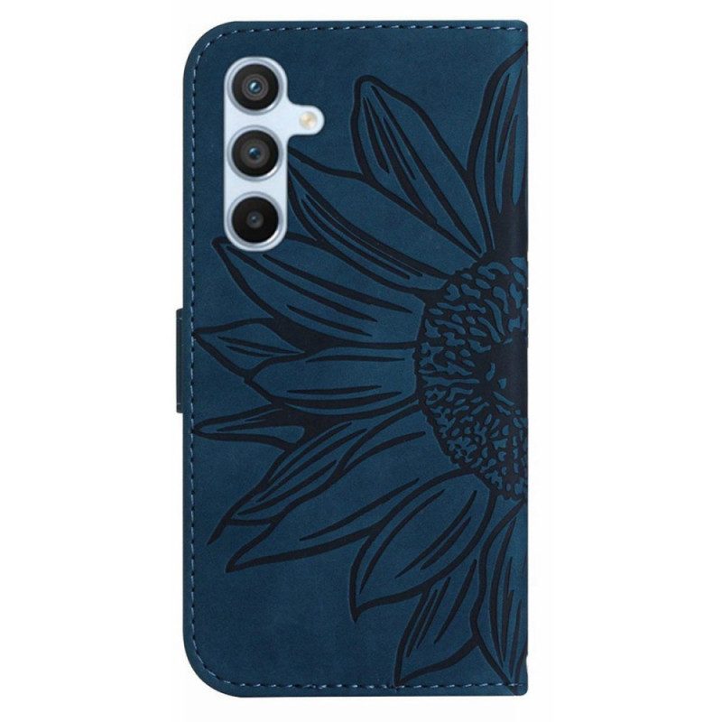 Folio-hoesje Samsung Galaxy A16 5g Telefoonhoesje Zonnebloemprint Met Riempje