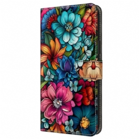 Leren Hoesje Samsung Galaxy A16 5g Bloemmotief Bescherming Hoesje