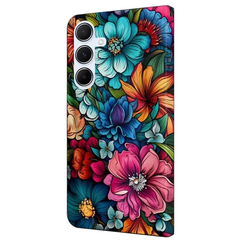 Leren Hoesje Samsung Galaxy A16 5g Bloemmotief Bescherming Hoesje