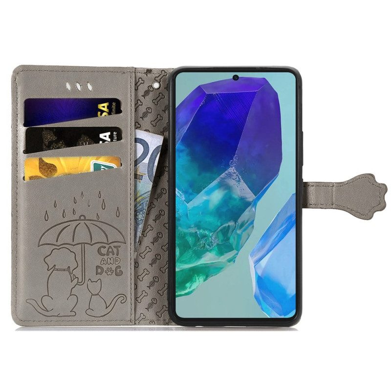 Leren Hoesje Samsung Galaxy A16 5g Geanimeerde Dieren Bescherming Hoesje