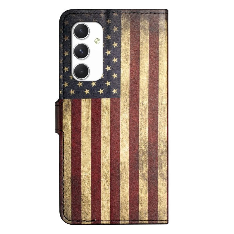 Leren Hoesje Samsung Galaxy A16 5g Vintage Amerikaanse Vlag Bescherming Hoesje