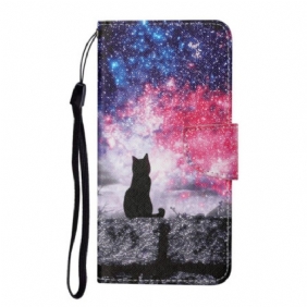 Leren Hoesje Voor Samsung Galaxy A16 5g Galactisch Kattenpatroon