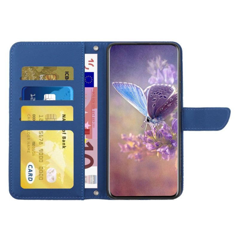 Leren Hoesje Voor Samsung Galaxy A16 5g Opdruk Vlinders Met Schouderband