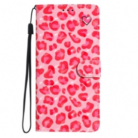 Leren Hoesje Voor Samsung Galaxy A16 5g Roze Luipaard