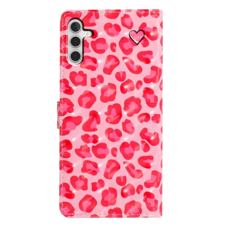 Leren Hoesje Voor Samsung Galaxy A16 5g Roze Luipaard