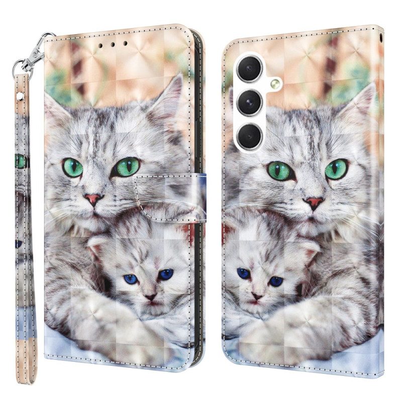 Leren Hoesje Voor Samsung Galaxy A16 5g Twee Stringkatten