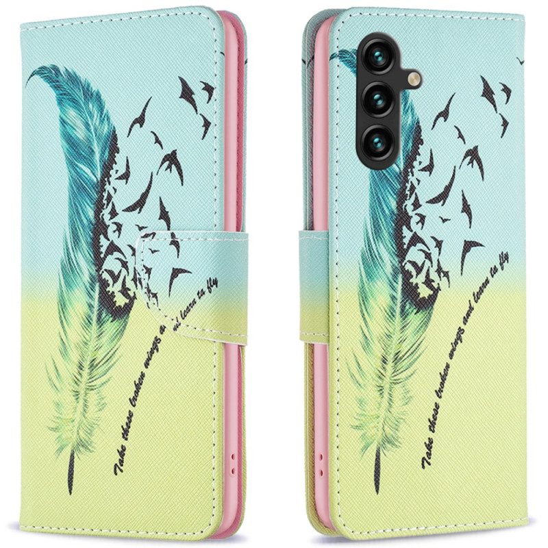 Leren Hoesje Voor Samsung Galaxy A16 5g Veren En Vogels