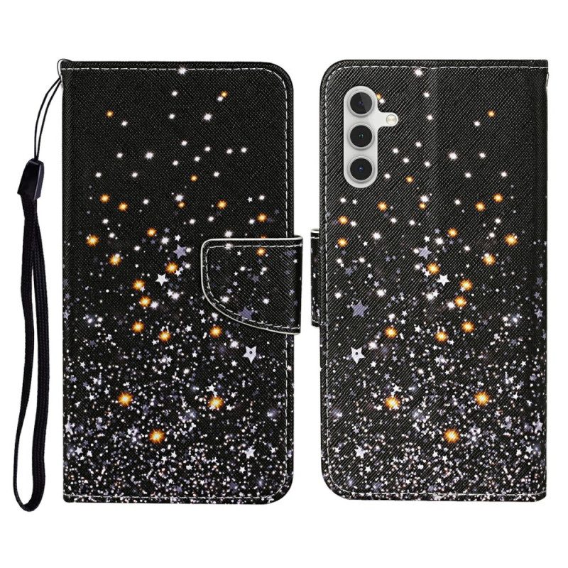 Leren Hoesje Voor Samsung Galaxy A16 5g Zwart Patroon