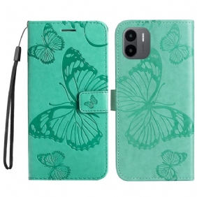 Flip Case voor Xiaomi Redmi A1 Met Ketting Gigantische Riemvlinders