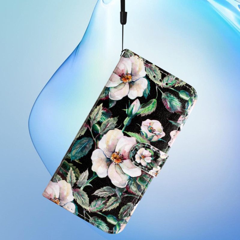 Flip Case voor Xiaomi Redmi A1 Met Ketting Riem Magnolia's