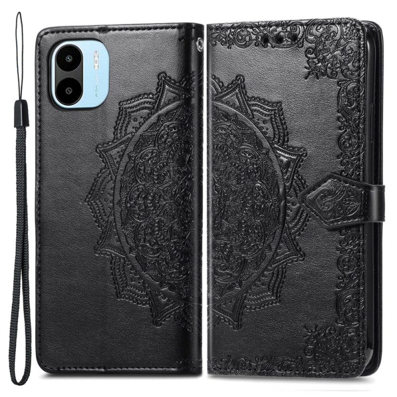 Leren Hoesje voor Xiaomi Redmi A1 Mandala Zon Met Lanyard