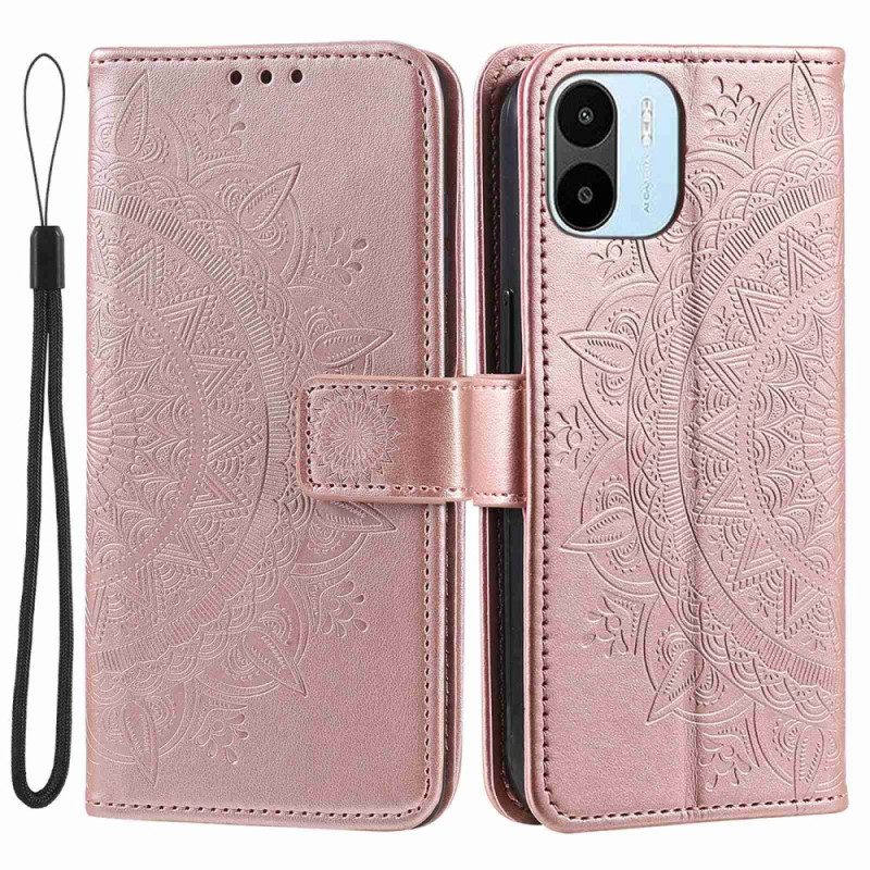 Leren Hoesje voor Xiaomi Redmi A1 Zon Mandala