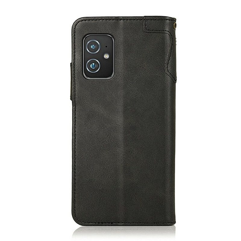 Folio-hoesje voor Asus Zenfone 8 Knoop Van Imitatieleer Khazneh