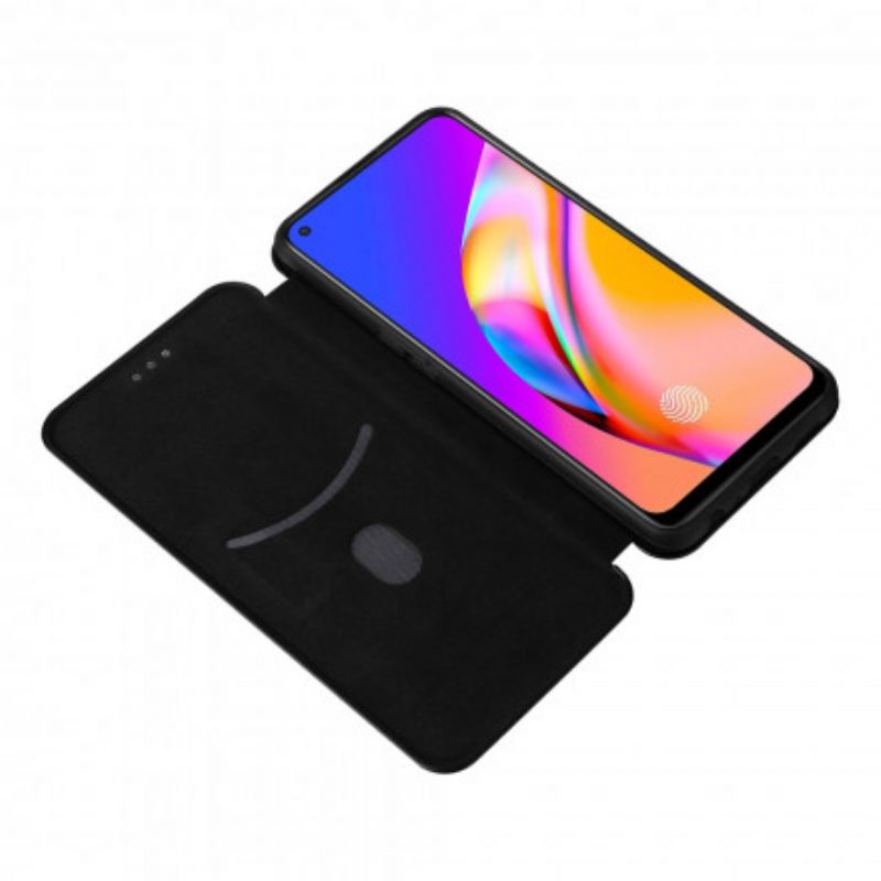 Bescherming Hoesje voor Oppo A94 5G Folio-hoesje Gekleurde Koolstofsilicone