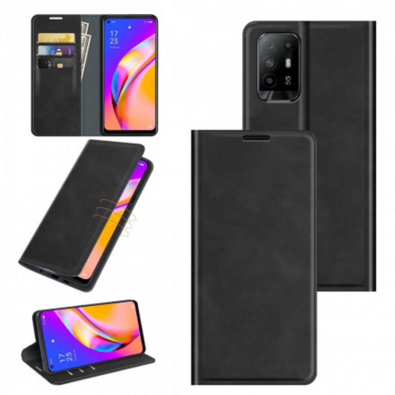 Bescherming Hoesje voor Oppo A94 5G Folio-hoesje Zacht Leereffect