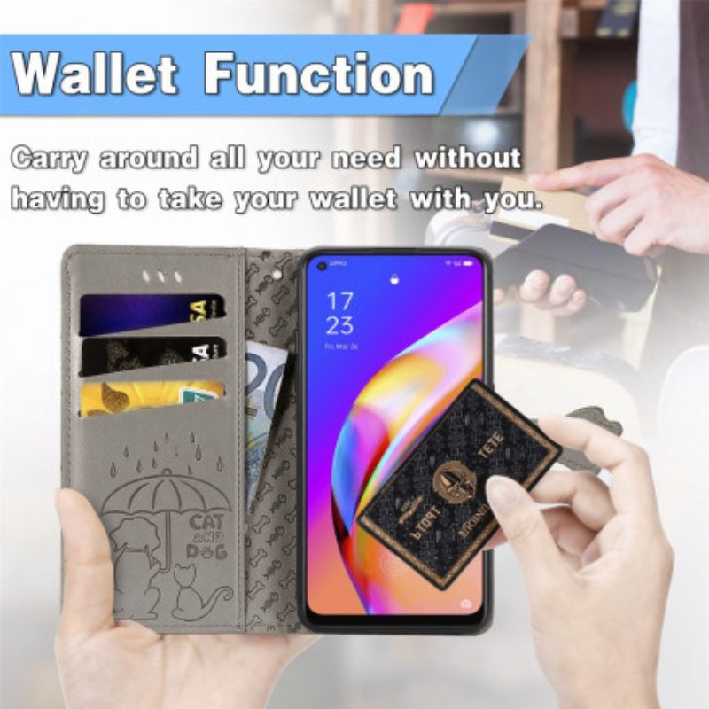 Flip Case voor Oppo A94 5G Geanimeerde Dieren