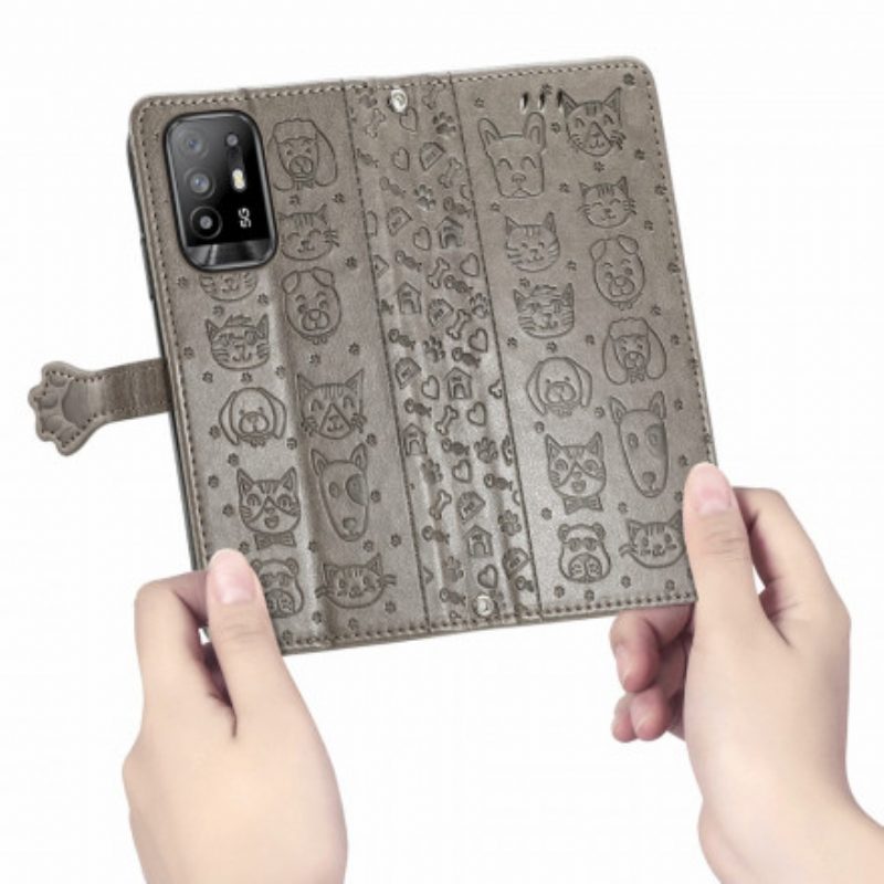 Flip Case voor Oppo A94 5G Geanimeerde Dieren