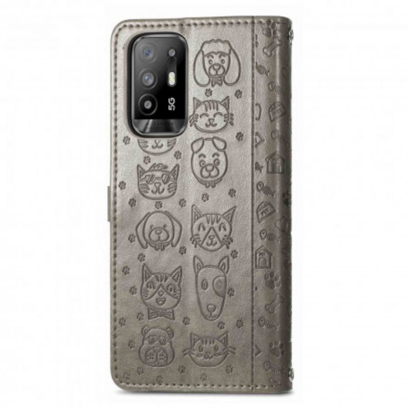 Flip Case voor Oppo A94 5G Geanimeerde Dieren