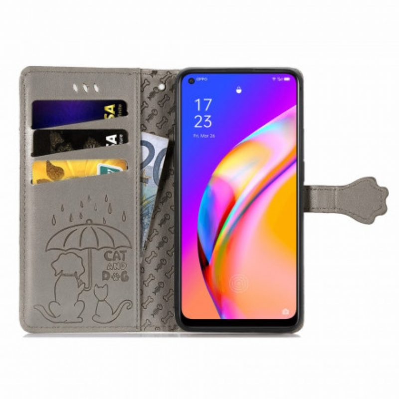 Flip Case voor Oppo A94 5G Geanimeerde Dieren