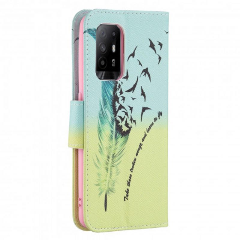 Flip Case voor Oppo A94 5G Leren Vliegen