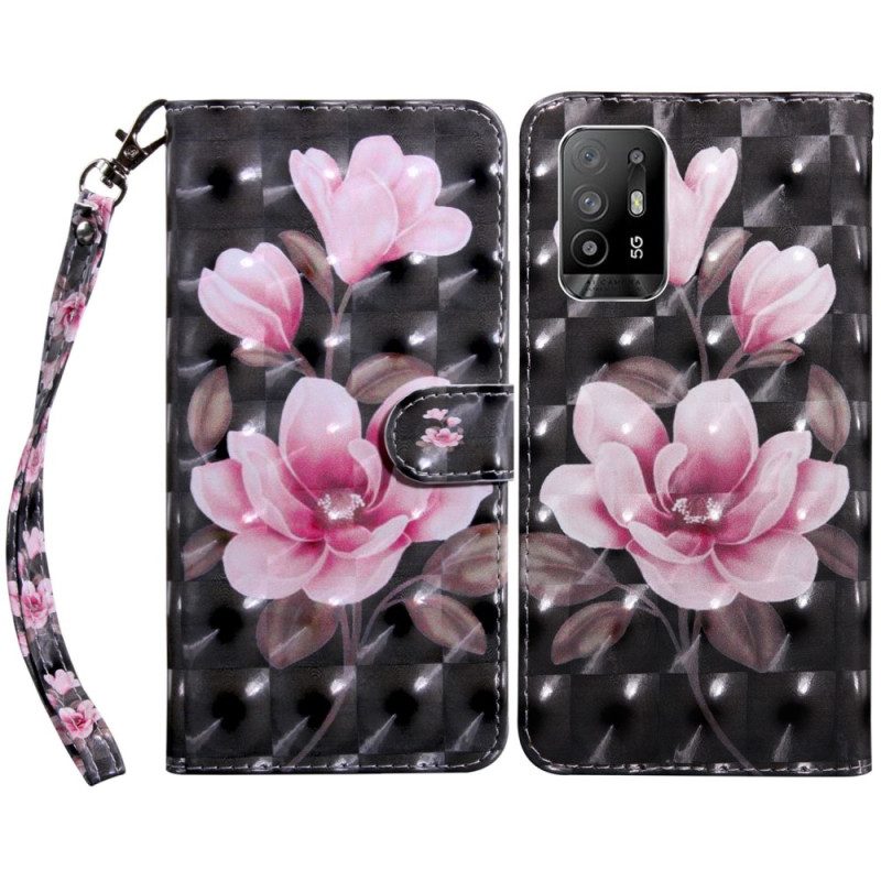 Folio-hoesje voor Oppo A94 5G Bloemen Met Koord