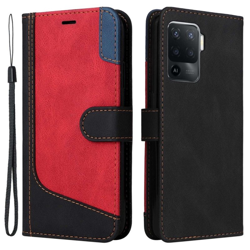 Folio-hoesje voor Oppo A94 5G Driekleur Met Lanyard