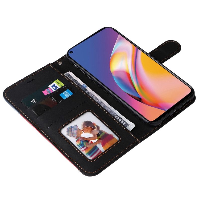 Folio-hoesje voor Oppo A94 5G Driekleur Met Lanyard