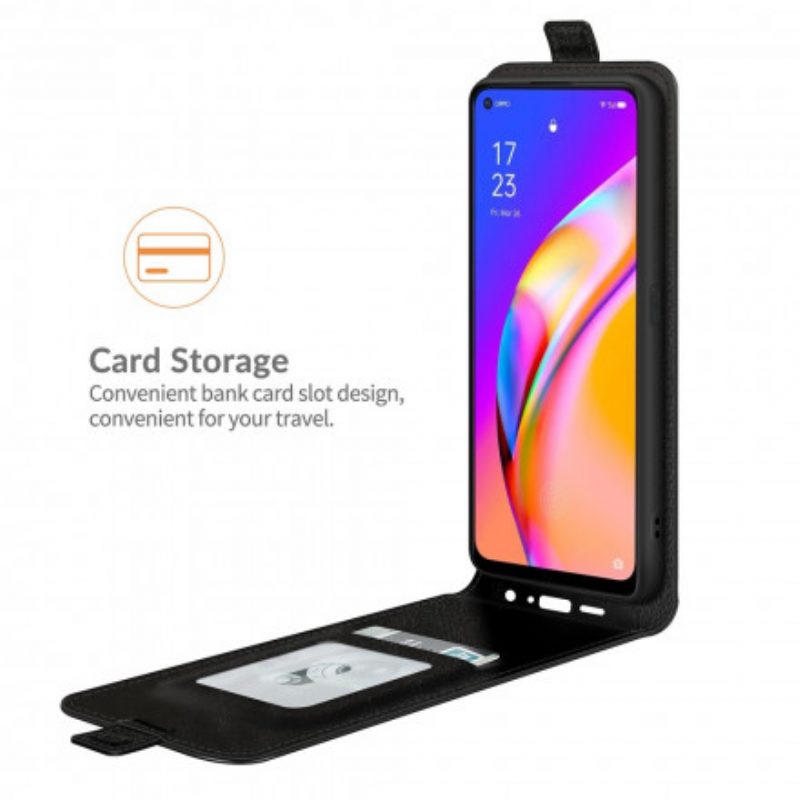 Folio-hoesje voor Oppo A94 5G Flip Case Verticale Flap Met Leereffect