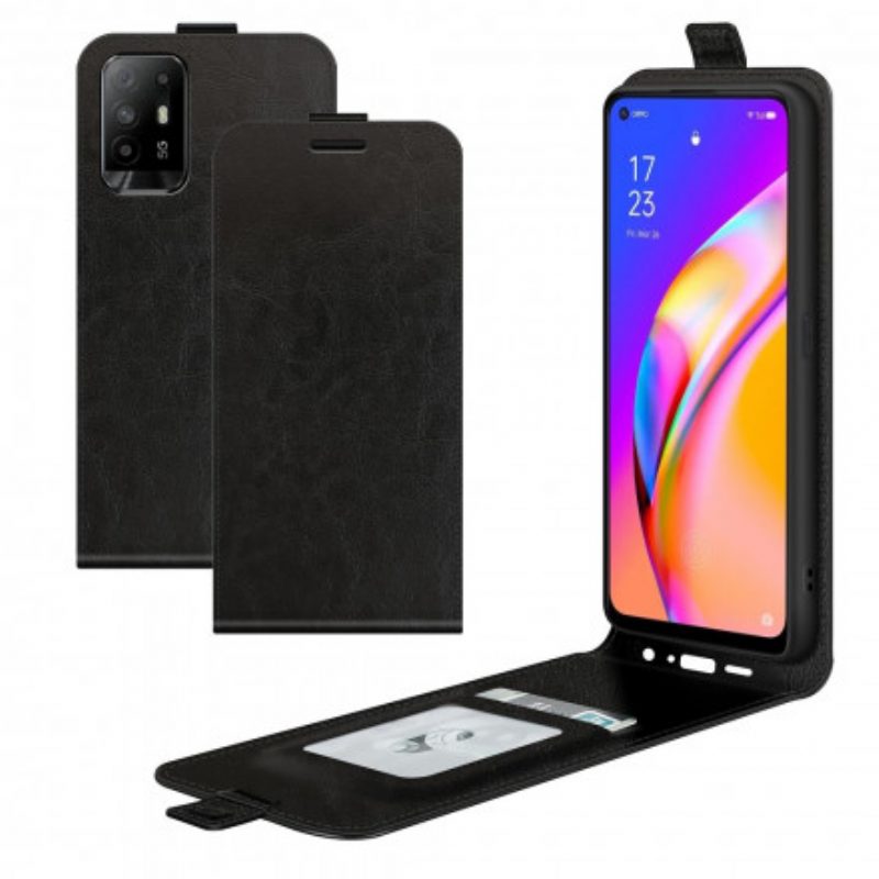 Folio-hoesje voor Oppo A94 5G Flip Case Verticale Flap Met Leereffect