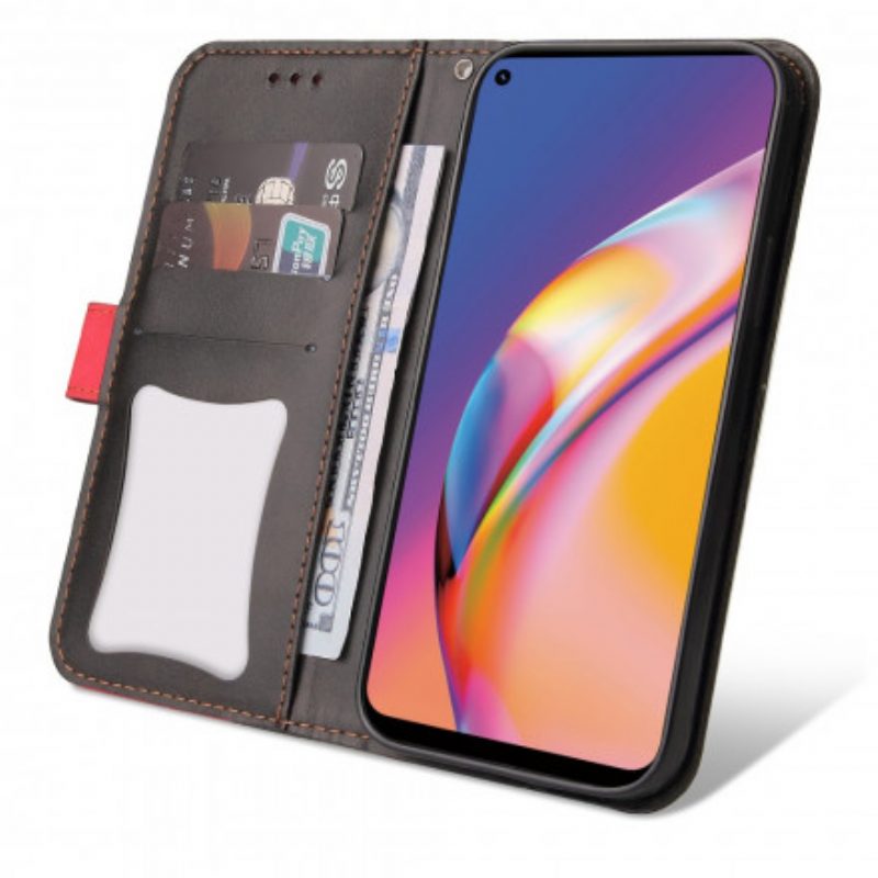 Folio-hoesje voor Oppo A94 5G Gekleurd Tweekleurig Kunstleer