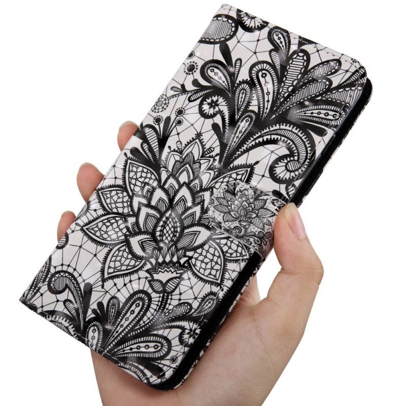 Folio-hoesje voor Oppo A94 5G Kant Bloemen Met Riem